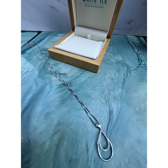 White Ice  Designer Sterling Silver & Diamonds Pendant Necklace New in Box - Picture 6 of 10